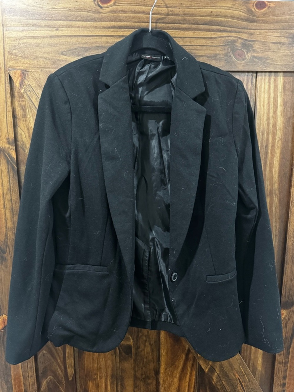 New York & Company Black Single-Button Notch Lapel Blazer